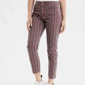 American Eagle Striped High Rise Mom Jeans